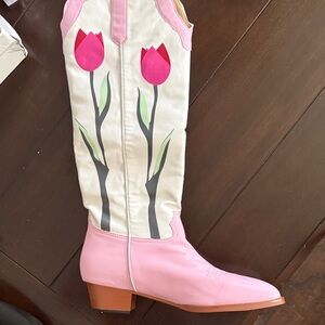 Pink and White Floral Women's Boots